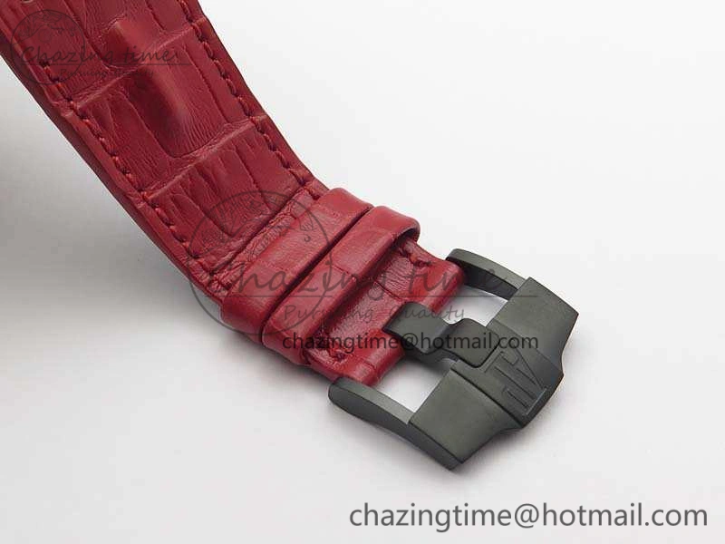 Elegant Royal Oak Offshore Survivor DLC Noob 1:1 Best Edition Black Dial On Red Leather Strap (Free Rubber Strap) 4975