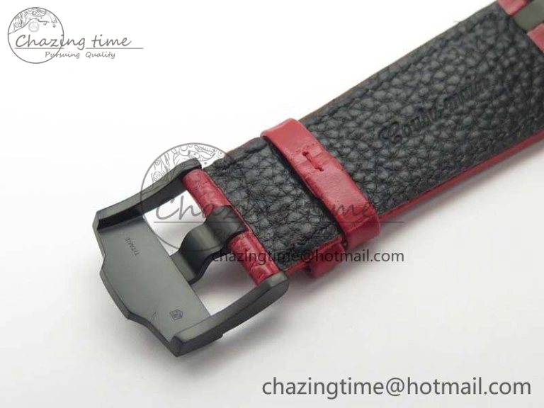 Elegant Royal Oak Offshore Survivor DLC Noob 1:1 Best Edition Black Dial On Red Leather Strap (Free Rubber Strap) 4975