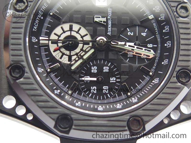 Elegant Royal Oak Offshore Survivor DLC Noob 1:1 Best Edition Black Dial On Red Leather Strap (Free Rubber Strap) 4975