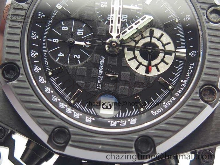 Elegant Royal Oak Offshore Survivor DLC Noob 1:1 Best Edition Black Dial On Red Leather Strap (Free Rubber Strap) 4975
