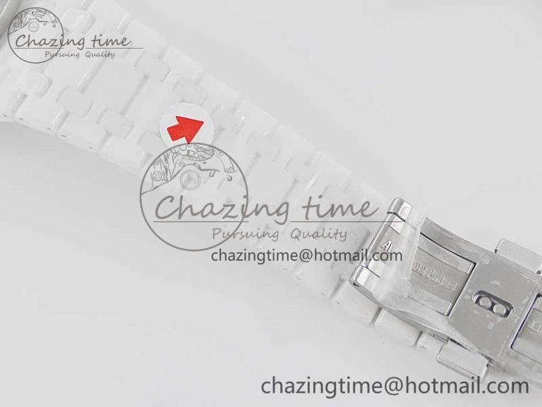 Royal Oak Perpetual Calendar 26579cb White Ceramic APSF Best Edition on Ceramic Bracelet A5134 (CHS) FlexibleFit 4810