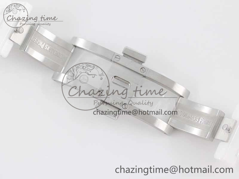 Royal Oak Perpetual Calendar 26579cb White Ceramic APSF Best Edition on Ceramic Bracelet A5134 (CHS) FlexibleFit 4810