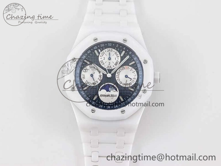 Royal Oak Perpetual Calendar 26579cb White Ceramic APSF Best Edition on Ceramic Bracelet A5134 (CHS) FlexibleFit 4810