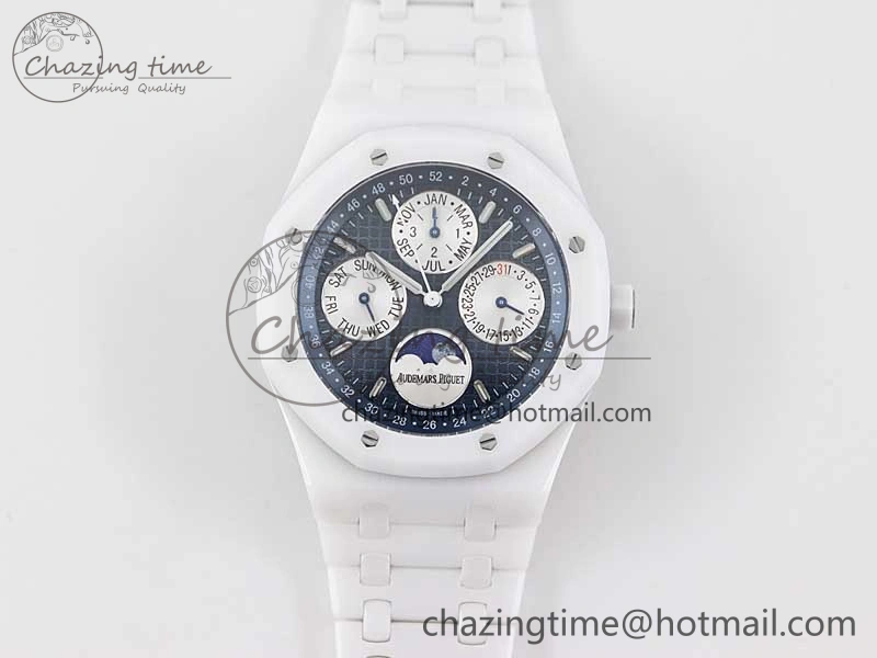 Royal Oak Perpetual Calendar 26579cb White Ceramic APSF Best Edition on Ceramic Bracelet A5134 (CHS) FlexibleFit 4810