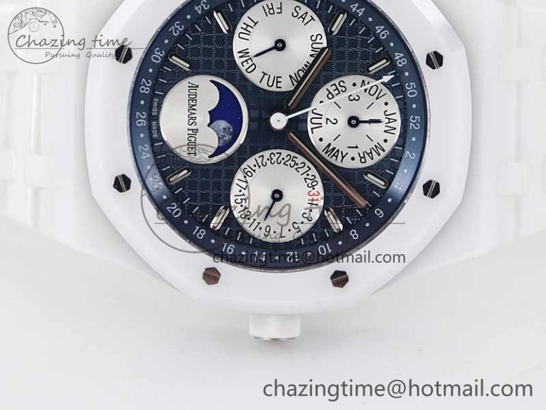 Royal Oak Perpetual Calendar 26579cb White Ceramic APSF Best Edition on Ceramic Bracelet A5134 (CHS) FlexibleFit 4810