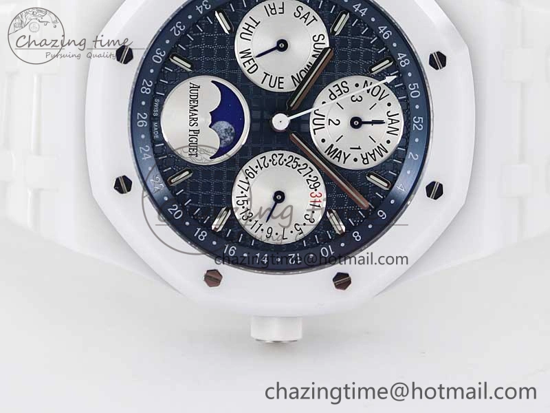 Royal Oak Perpetual Calendar 26579cb White Ceramic APSF Best Edition on Ceramic Bracelet A5134 (CHS) FlexibleFit 4810