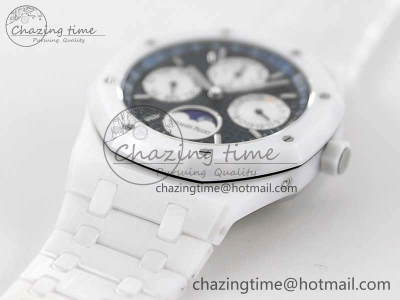 Royal Oak Perpetual Calendar 26579cb White Ceramic APSF Best Edition on Ceramic Bracelet A5134 (CHS) FlexibleFit 4810