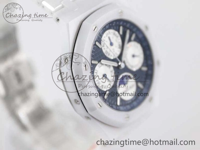 Royal Oak Perpetual Calendar 26579cb White Ceramic APSF Best Edition on Ceramic Bracelet A5134 (CHS) FlexibleFit 4810