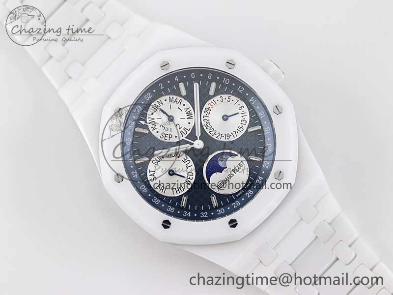 Royal Oak Perpetual Calendar 26579cb White Ceramic APSF Best Edition on Ceramic Bracelet A5134 (CHS) FlexibleFit 4810