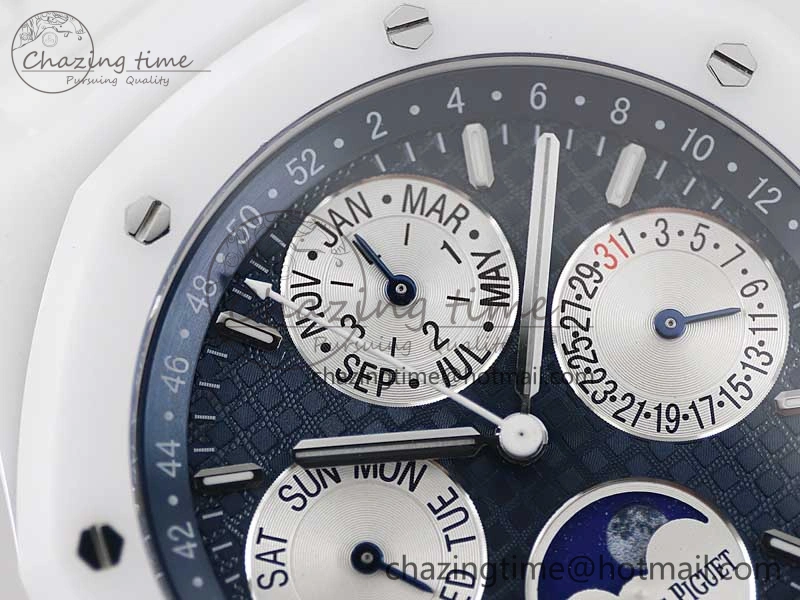 Royal Oak Perpetual Calendar 26579cb White Ceramic APSF Best Edition on Ceramic Bracelet A5134 (CHS) FlexibleFit 4810
