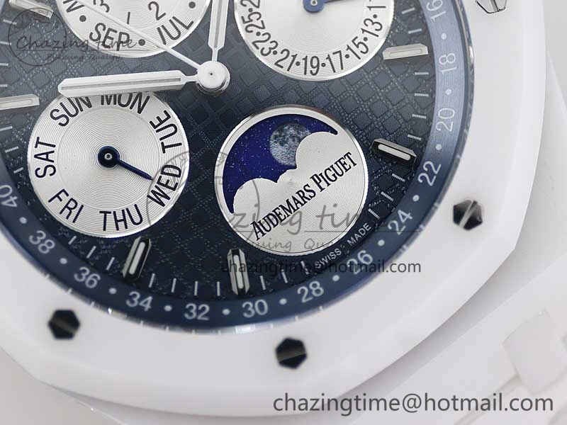 Royal Oak Perpetual Calendar 26579cb White Ceramic APSF Best Edition on Ceramic Bracelet A5134 (CHS) FlexibleFit 4810