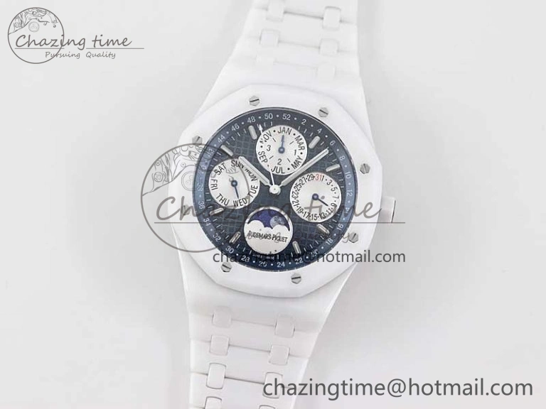 Royal Oak Perpetual Calendar 26579cb White Ceramic APSF Best Edition on Ceramic Bracelet A5134 (CHS) FlexibleFit 4810