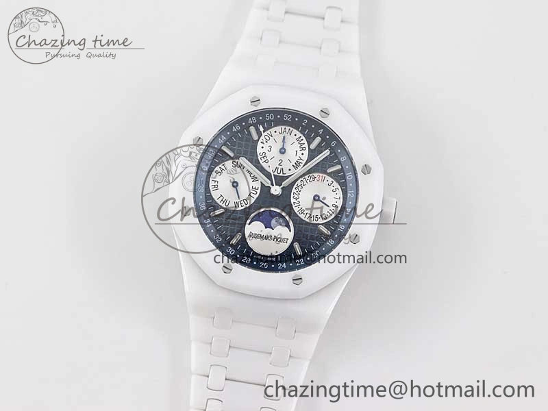 Royal Oak Perpetual Calendar 26579cb White Ceramic APSF Best Edition on Ceramic Bracelet A5134 (CHS) FlexibleFit 4810