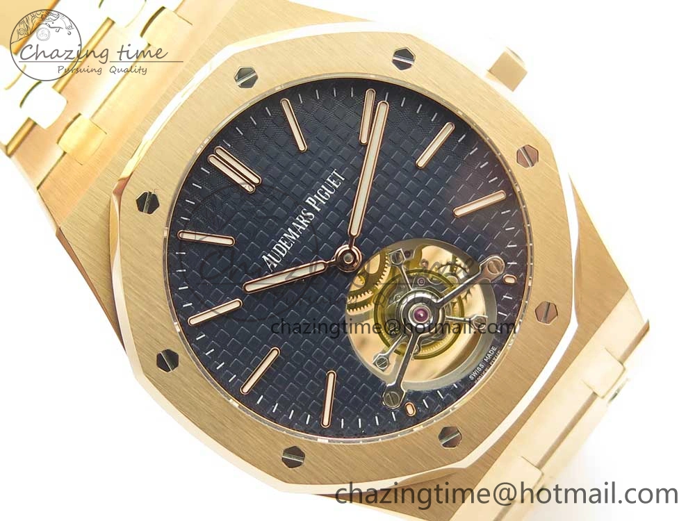 Royal Oak Tourbillon Extra-thin RG JF 1:1 Best Edition Blue Textured Dial on RG Bracelet Sleek 4888