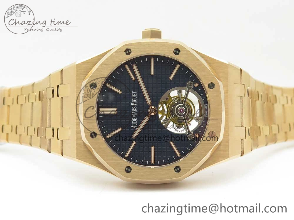Royal Oak Tourbillon Extra-thin RG JF 1:1 Best Edition Blue Textured Dial on RG Bracelet Sleek 4888