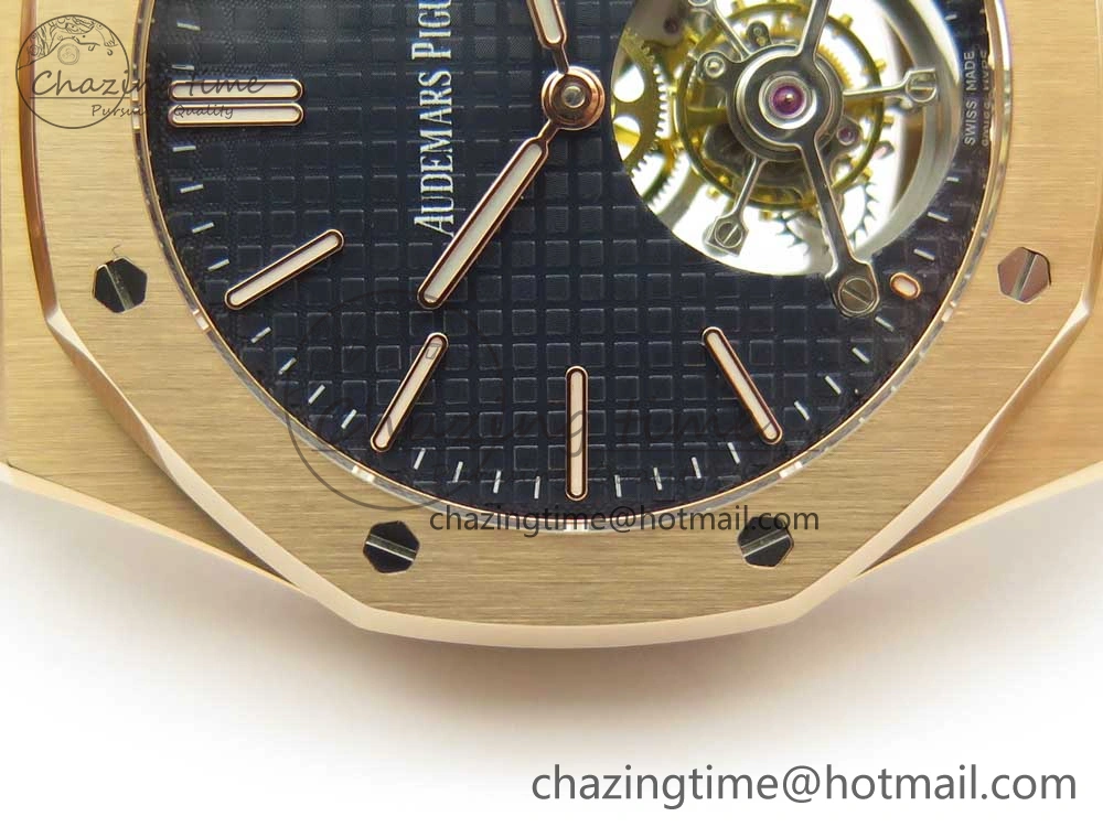 Royal Oak Tourbillon Extra-thin RG JF 1:1 Best Edition Blue Textured Dial on RG Bracelet Sleek 4888