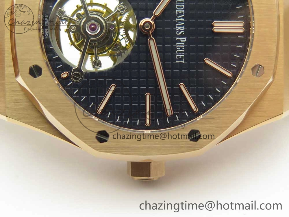 Royal Oak Tourbillon Extra-thin RG JF 1:1 Best Edition Blue Textured Dial on RG Bracelet Sleek 4888