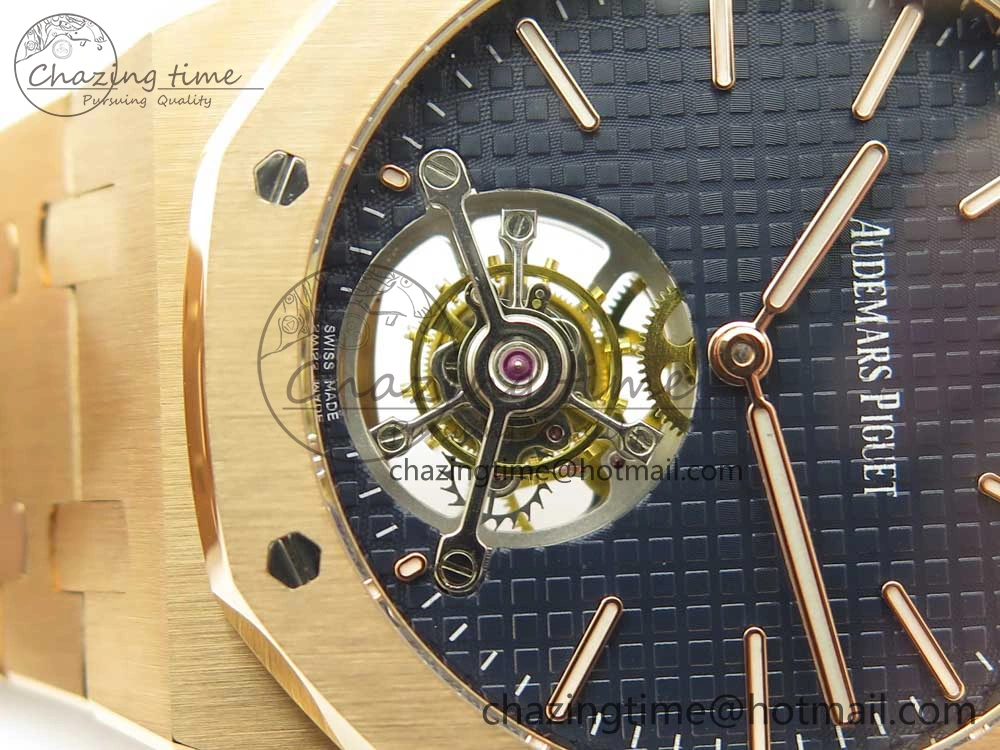 Royal Oak Tourbillon Extra-thin RG JF 1:1 Best Edition Blue Textured Dial on RG Bracelet Sleek 4888