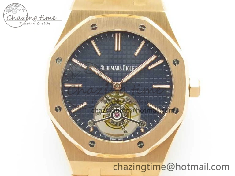 Royal Oak Tourbillon Extra-thin RG JF 1:1 Best Edition Blue Textured Dial on RG Bracelet Sleek 4888
