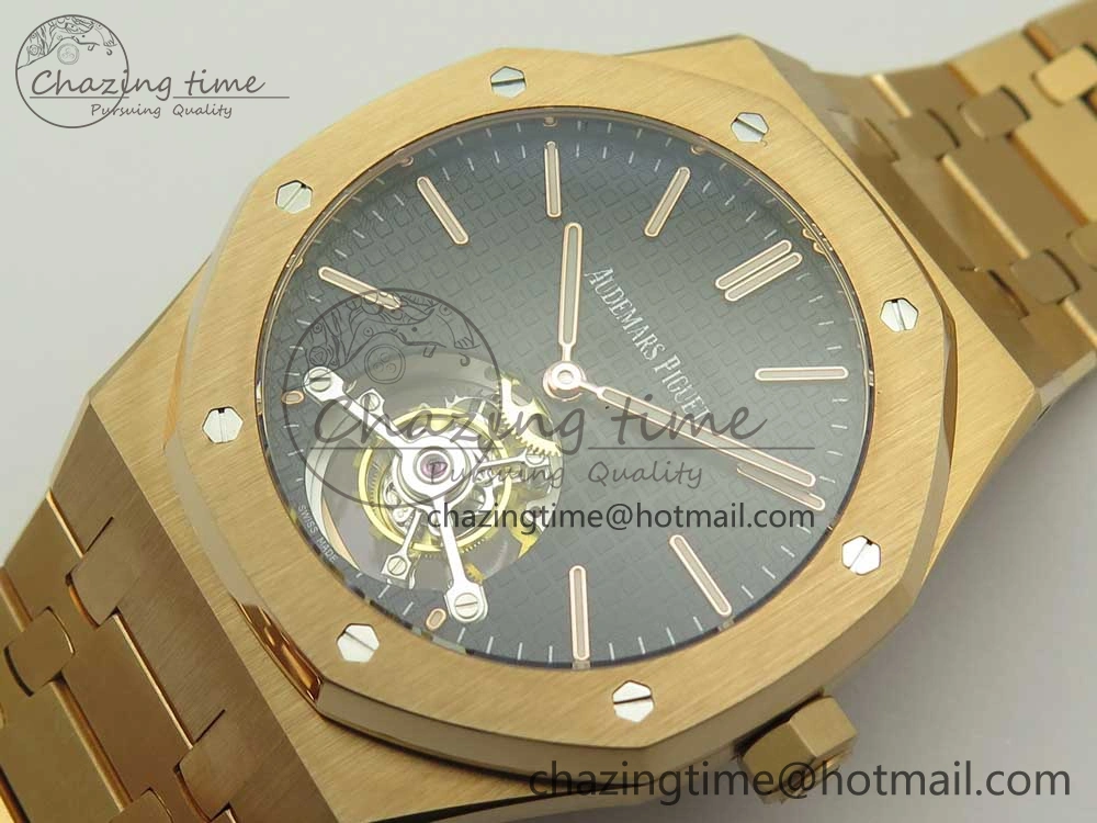 Royal Oak Tourbillon Extra-thin RG JF 1:1 Best Edition Blue Textured Dial on RG Bracelet Sleek 4888