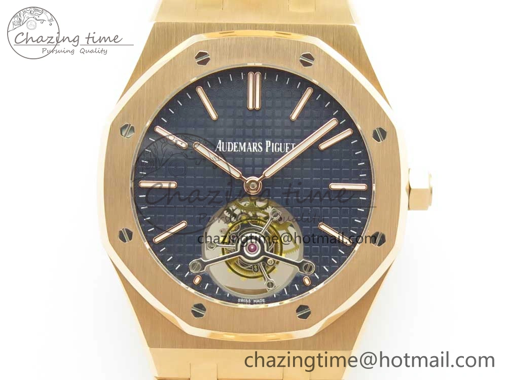 Royal Oak Tourbillon Extra-thin RG JF 1:1 Best Edition Blue Textured Dial on RG Bracelet Sleek 4888