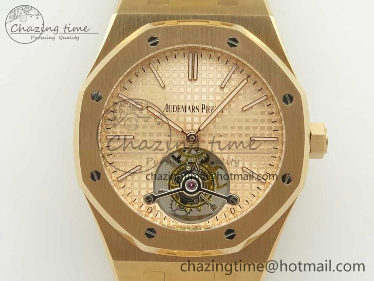 Royal Oak Tourbillon Extra-thin RG JF 1:1 Best Edition RG Textured Dial on RG Bracelet WellDesigned 4887