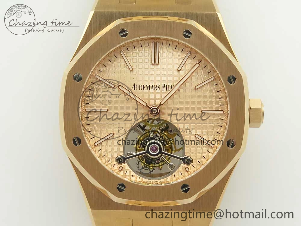 Royal Oak Tourbillon Extra-thin RG JF 1:1 Best Edition RG Textured Dial on RG Bracelet WellDesigned 4887