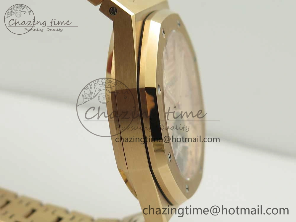 Royal Oak Tourbillon Extra-thin RG JF 1:1 Best Edition RG Textured Dial on RG Bracelet WellDesigned 4887
