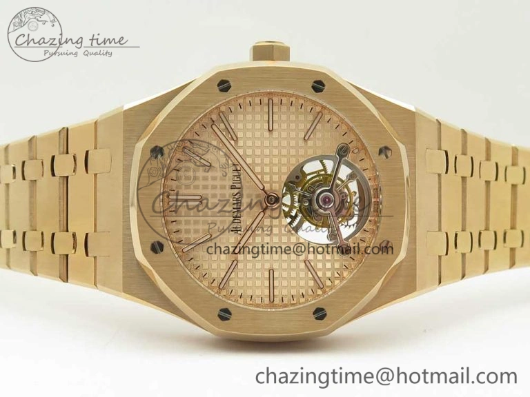 Royal Oak Tourbillon Extra-thin RG JF 1:1 Best Edition RG Textured Dial on RG Bracelet WellDesigned 4887