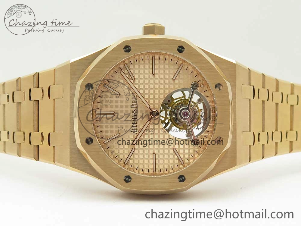Royal Oak Tourbillon Extra-thin RG JF 1:1 Best Edition RG Textured Dial on RG Bracelet WellDesigned 4887