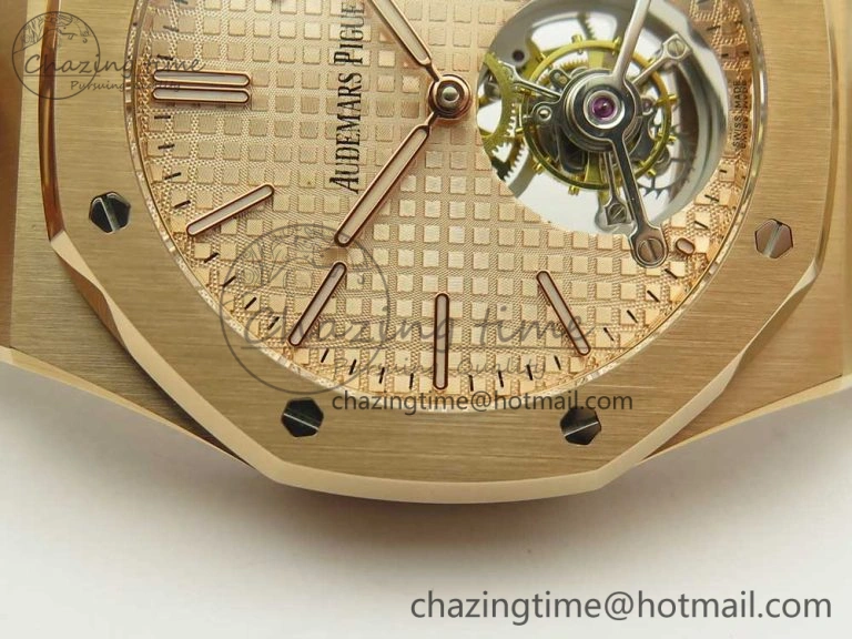 Royal Oak Tourbillon Extra-thin RG JF 1:1 Best Edition RG Textured Dial on RG Bracelet WellDesigned 4887