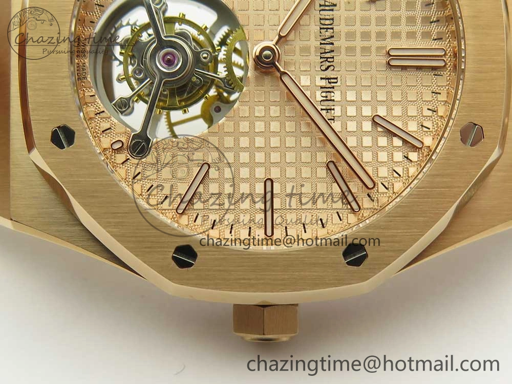 Royal Oak Tourbillon Extra-thin RG JF 1:1 Best Edition RG Textured Dial on RG Bracelet WellDesigned 4887