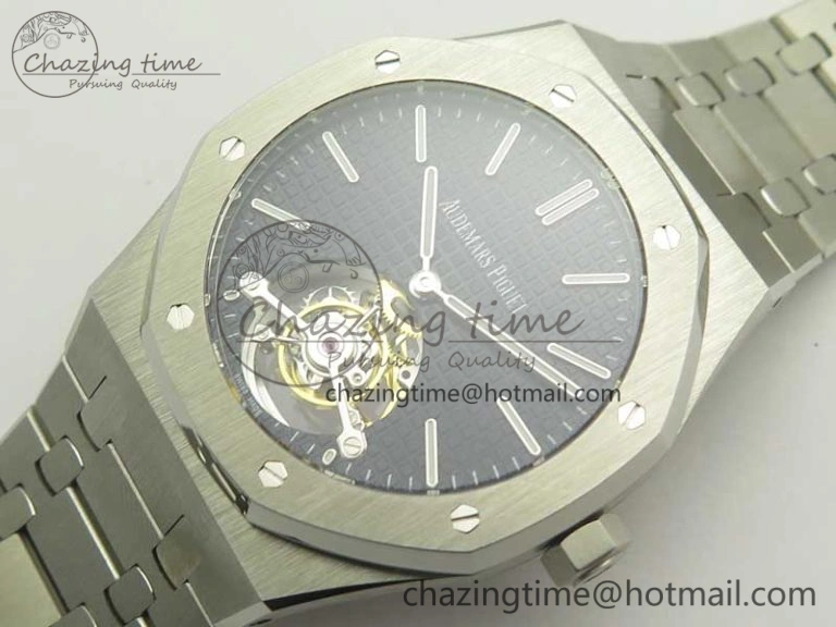 Lightweight Royal Oak Tourbillon Extra-thin SS JF 1:1 Best Edition Blue Textured Dial on SS Bracelet 4917