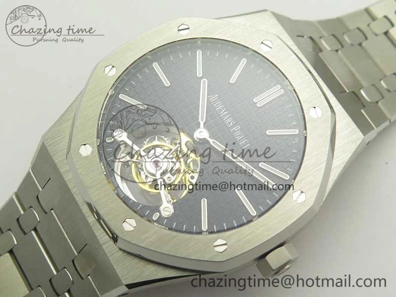 Lightweight Royal Oak Tourbillon Extra-thin SS JF 1:1 Best Edition Blue Textured Dial on SS Bracelet 4917