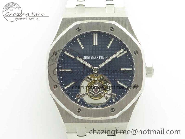 Lightweight Royal Oak Tourbillon Extra-thin SS JF 1:1 Best Edition Blue Textured Dial on SS Bracelet 4917
