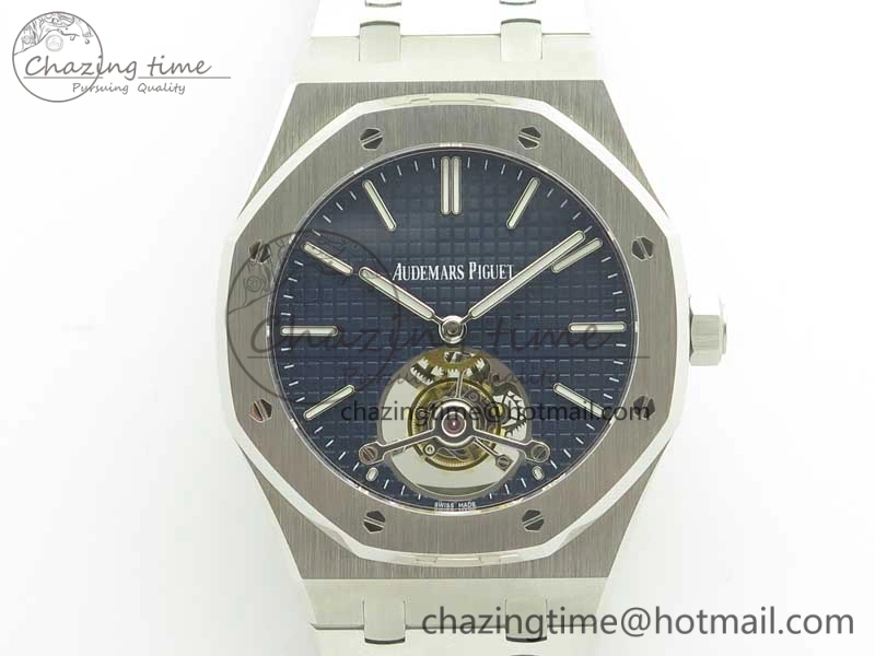 Lightweight Royal Oak Tourbillon Extra-thin SS JF 1:1 Best Edition Blue Textured Dial on SS Bracelet 4917