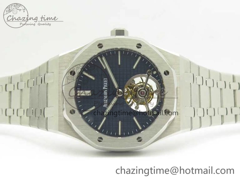 Lightweight Royal Oak Tourbillon Extra-thin SS JF 1:1 Best Edition Blue Textured Dial on SS Bracelet 4917