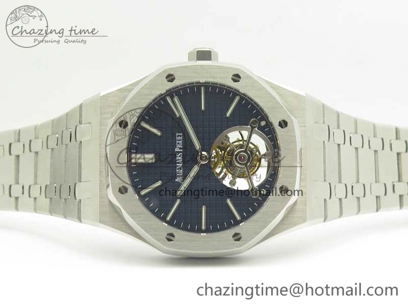 Lightweight Royal Oak Tourbillon Extra-thin SS JF 1:1 Best Edition Blue Textured Dial on SS Bracelet 4917