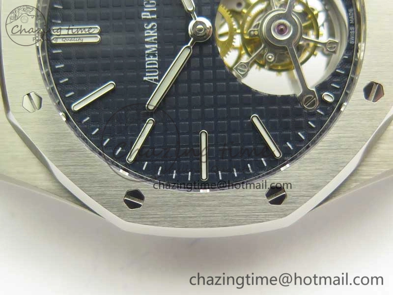 Lightweight Royal Oak Tourbillon Extra-thin SS JF 1:1 Best Edition Blue Textured Dial on SS Bracelet 4917