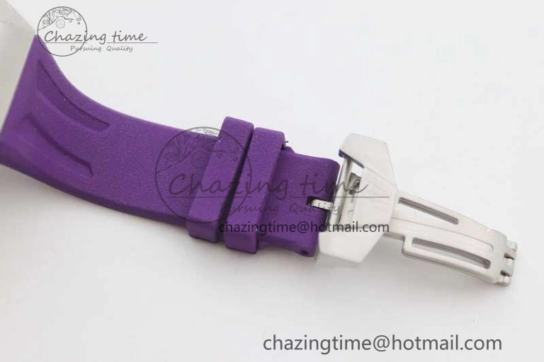 EasyMatch Royal Oak concept 26620 PVD 42mm “Black Panther” 1:1 Skeleton Dial on Purple Rubber Strap A 4667