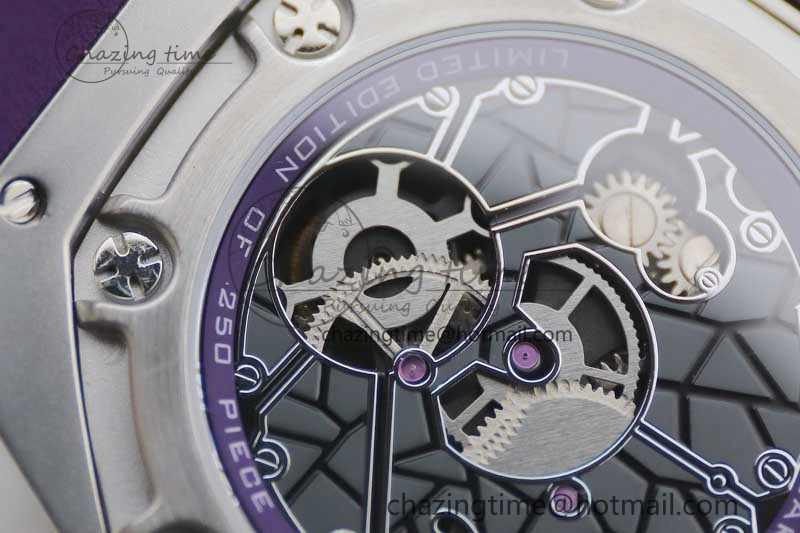 EasyMatch Royal Oak concept 26620 PVD 42mm “Black Panther” 1:1 Skeleton Dial on Purple Rubber Strap A 4667