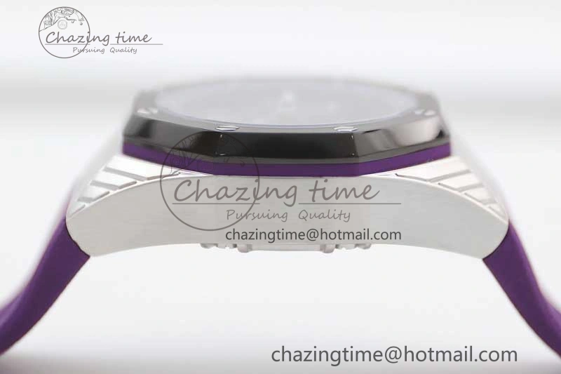 EasyMatch Royal Oak concept 26620 PVD 42mm “Black Panther” 1:1 Skeleton Dial on Purple Rubber Strap A 4667