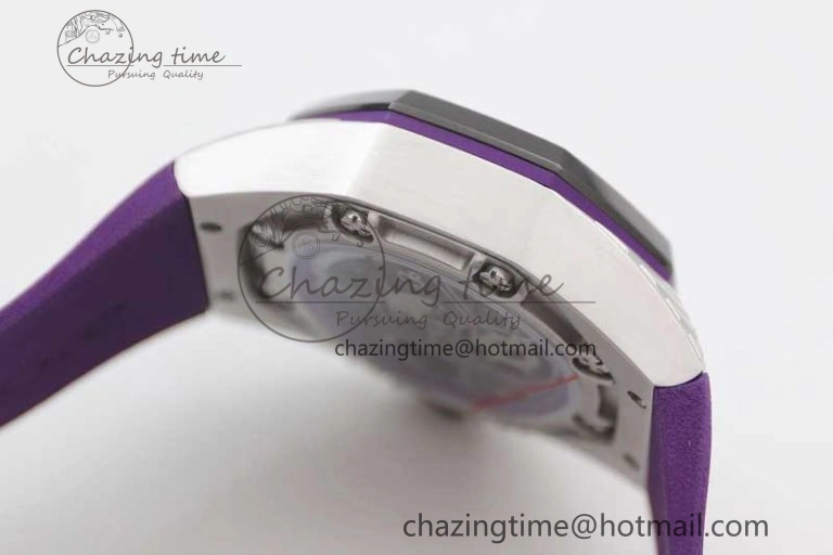 EasyMatch Royal Oak concept 26620 PVD 42mm “Black Panther” 1:1 Skeleton Dial on Purple Rubber Strap A 4667