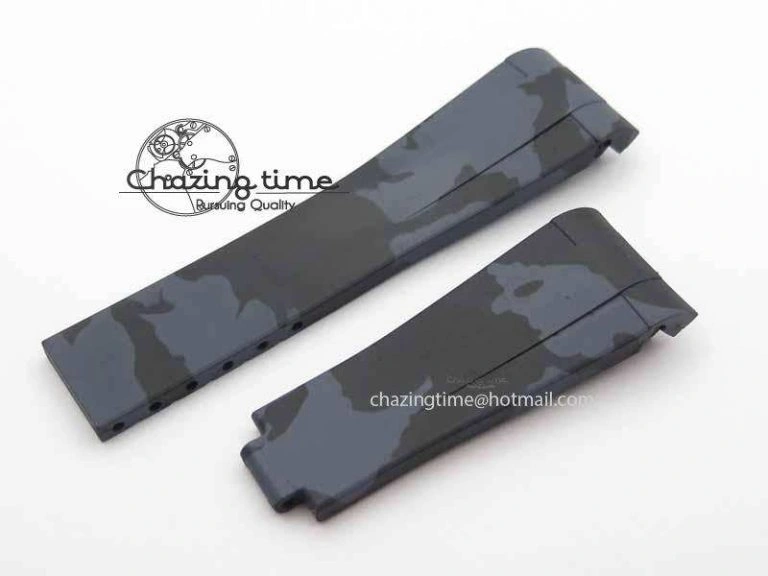 RubberB Camouflage Black Strap For Deployant Buckle Snug 4145