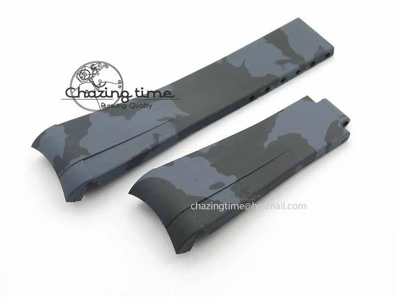 RubberB Camouflage Black Strap For Deployant Buckle Snug 4145