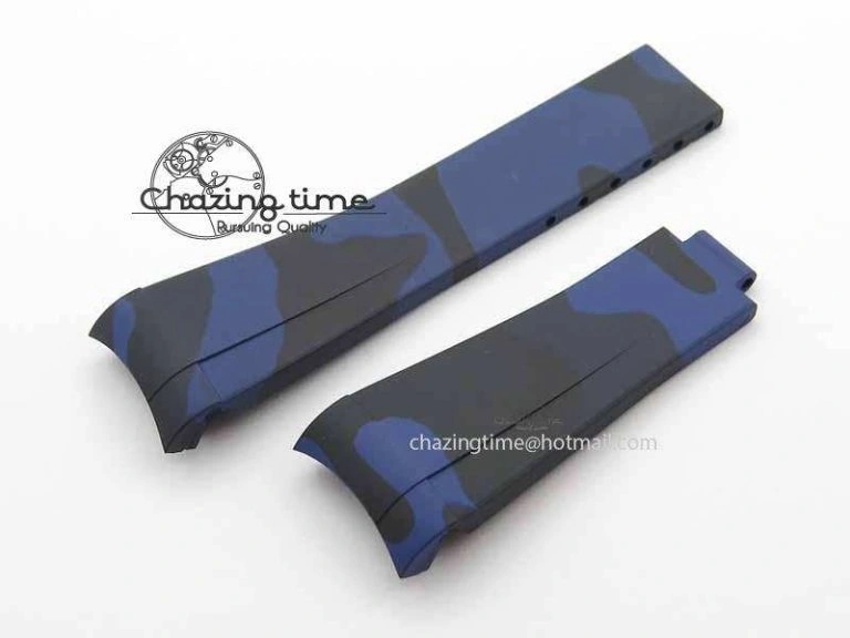 EasyMatch RubberB Camouflage Blue Strap For Deployant Buckle 4154