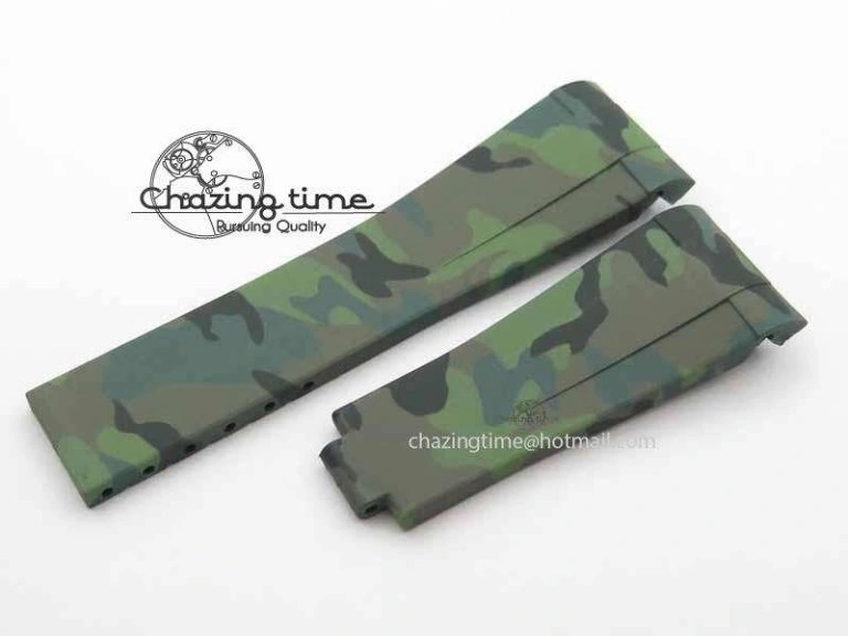 FashionForward RubberB Camouflage Green Strap For Deployant Buckle 4147
