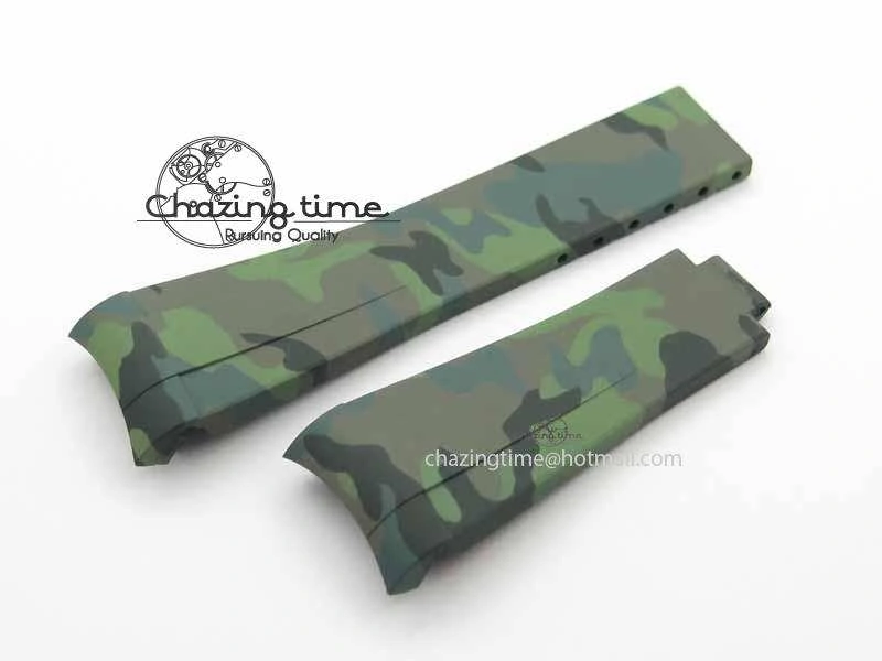 FashionForward RubberB Camouflage Green Strap For Deployant Buckle 4147