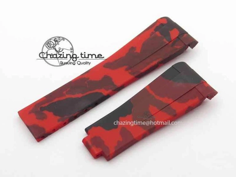 SmartChoice RubberB Camouflage Red Strap For Deployant Buckle 4142