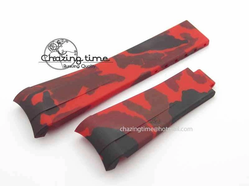 SmartChoice RubberB Camouflage Red Strap For Deployant Buckle 4142